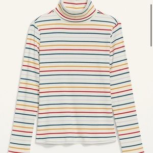 Turtle neck rainbow striped shirt